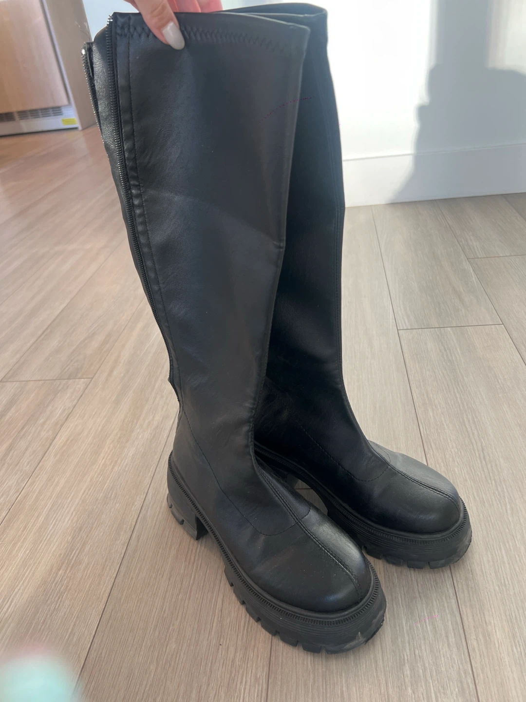 Black Knee-High Chunky Platform Boots - photo 4