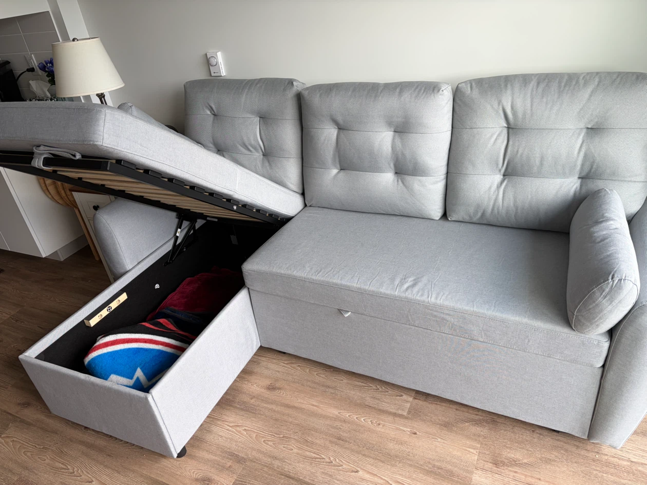 Grey Sectional Sofa Bed with Storage - photo 3
