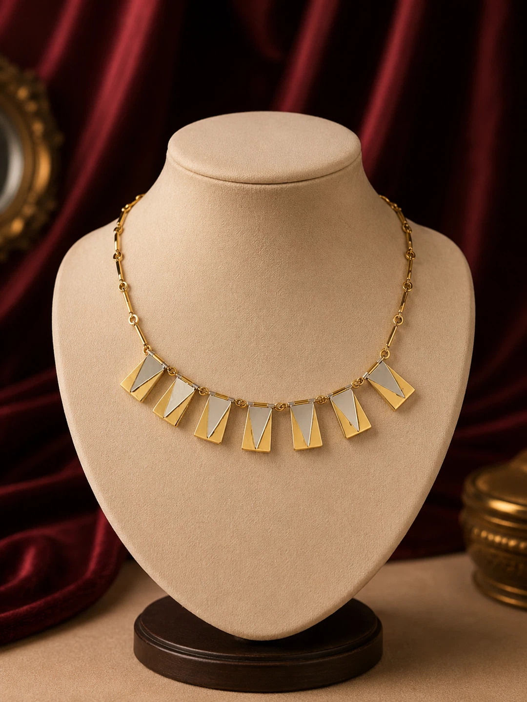 Gold and White Geometric Necklace