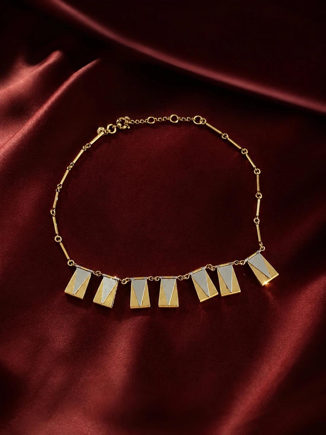 Gold and White Geometric Necklace - photo 3