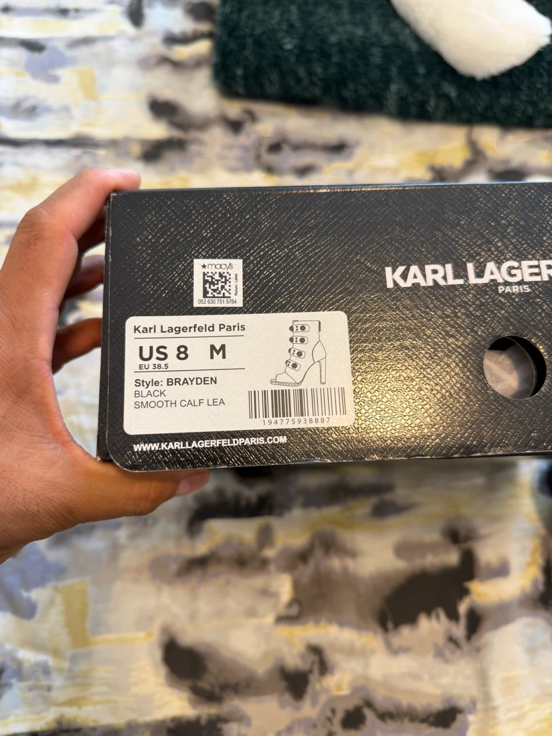 Karl Lagerfeld Paris Black Leather Peep-Toe Boots - photo 4