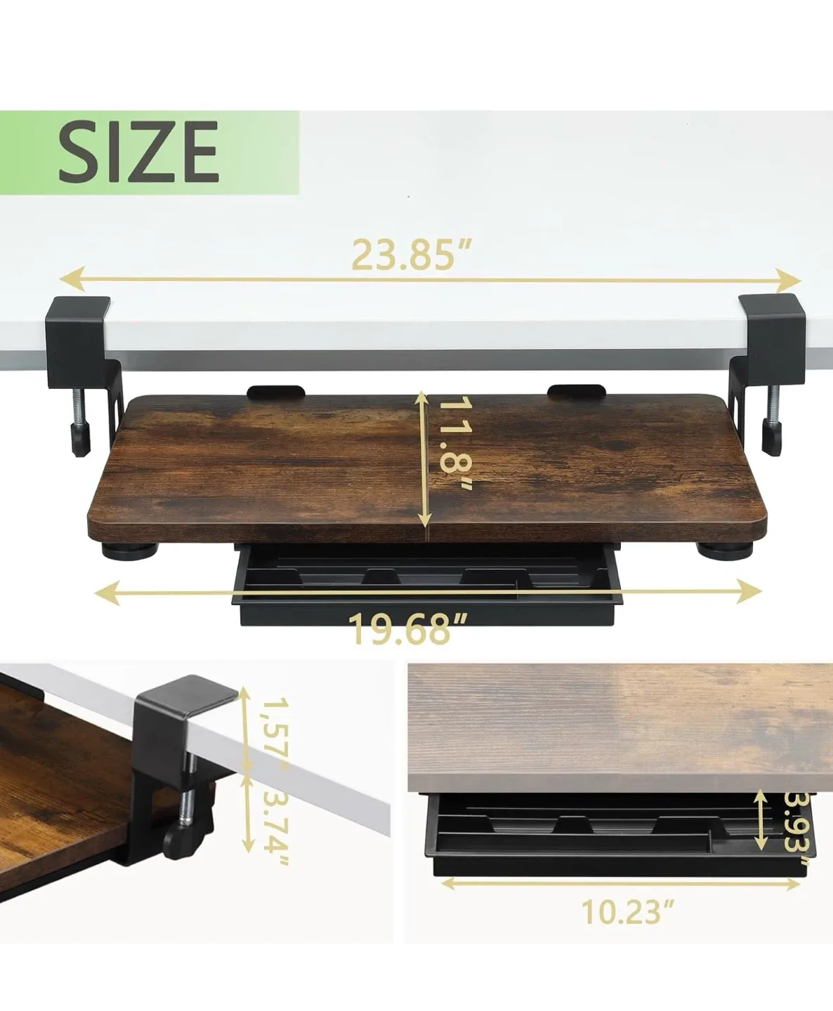 ETHO Small Keyboard Tray Under Desk 19.7" X 11.81" KB8 - photo 3