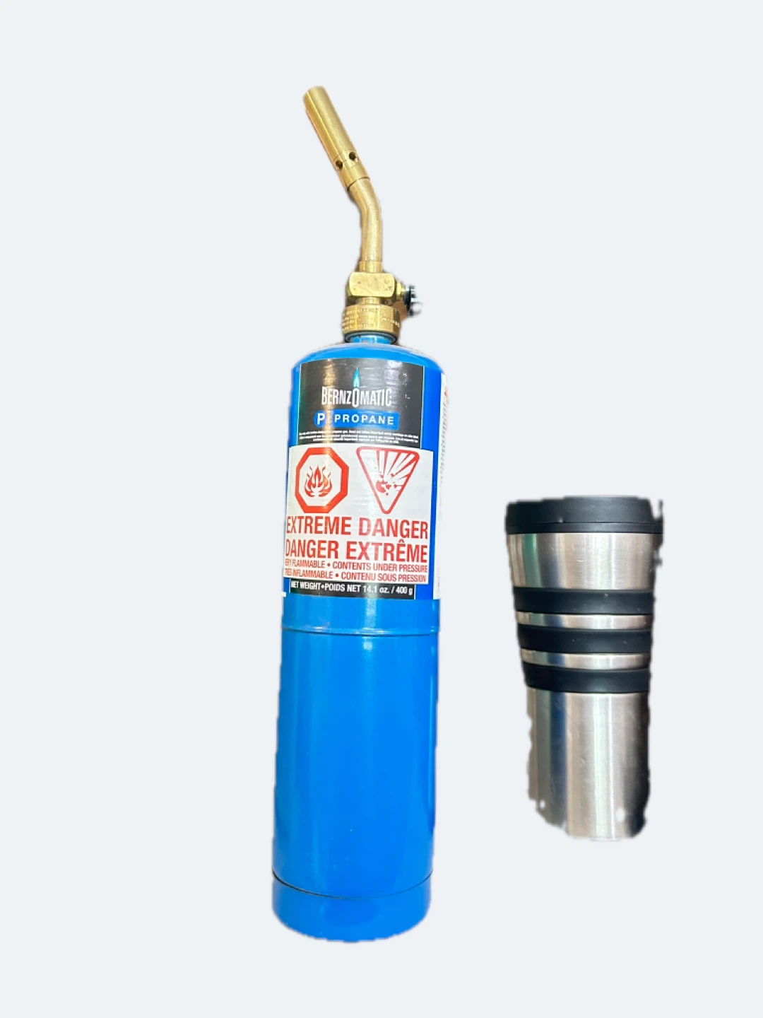 Bernzomatic Propane Fuel Cylinder with Torch Head - 14.1 oz.