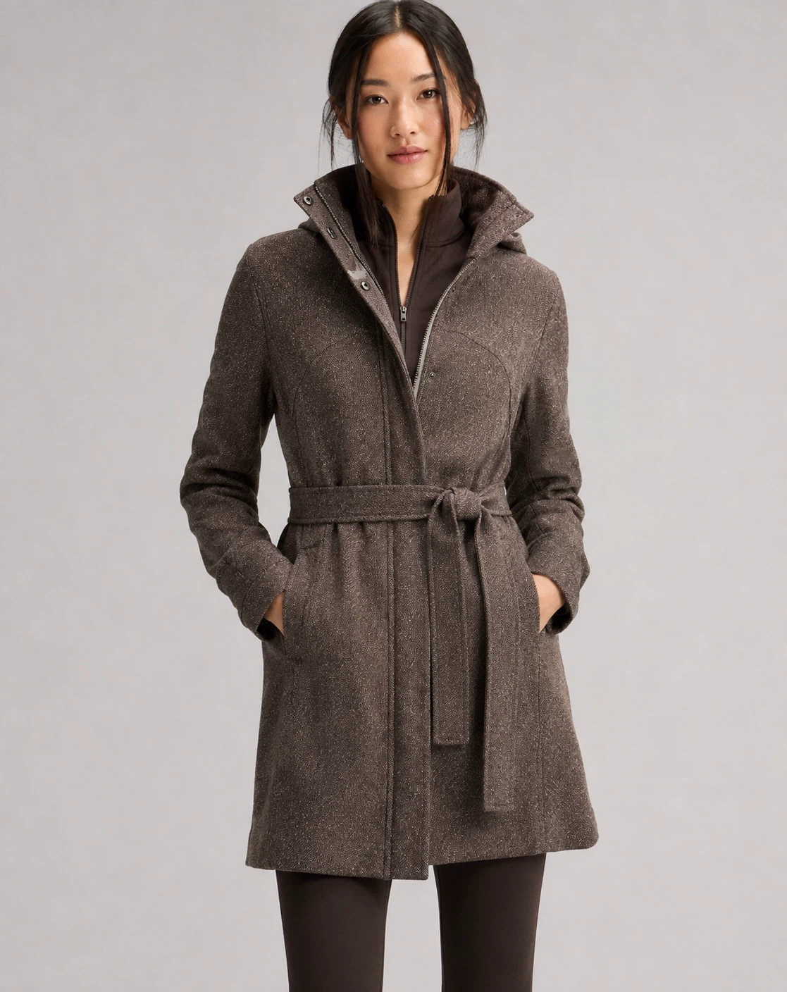 Lululemon Tweed Belted Hooded Coat