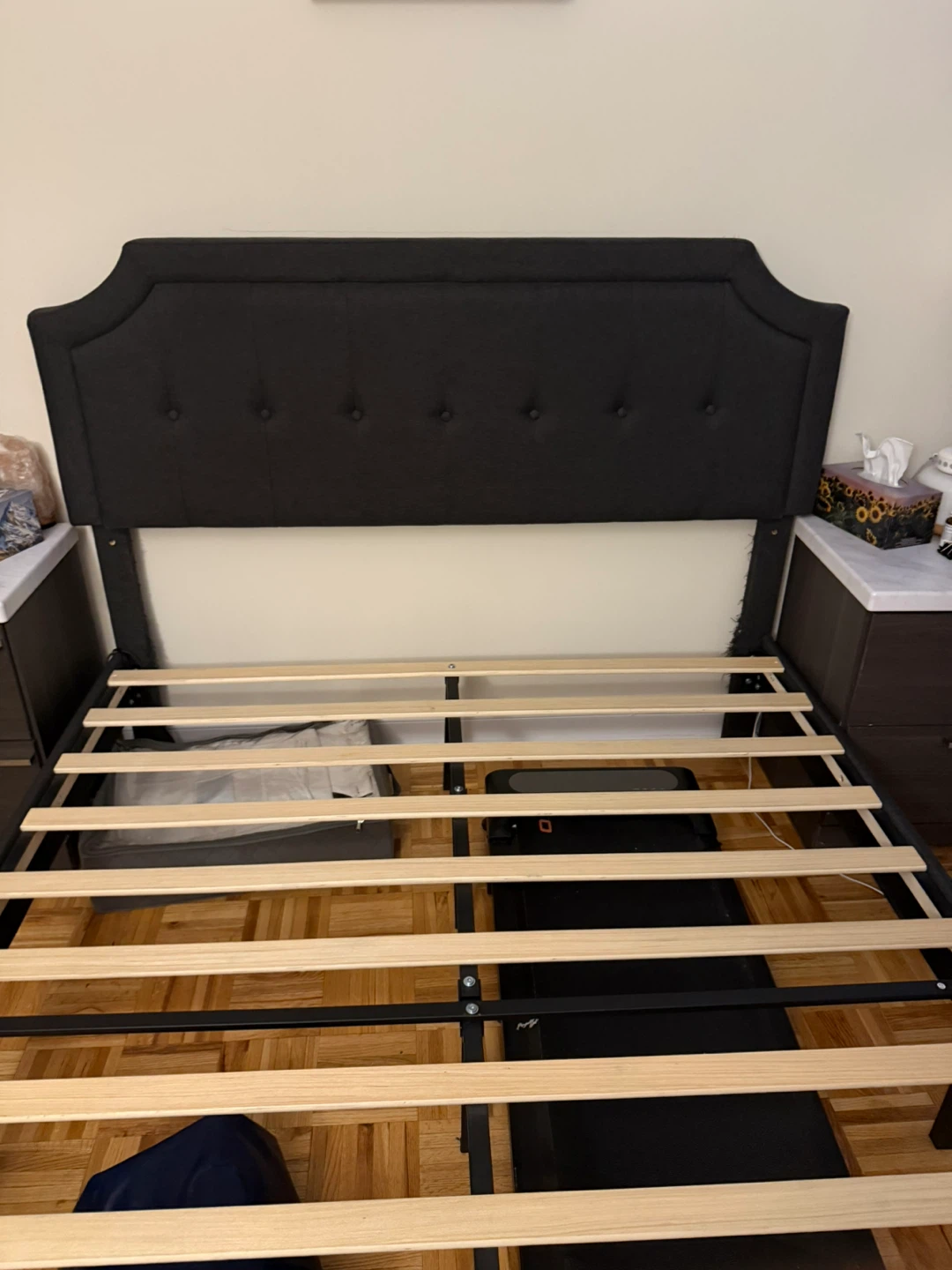 Dark Grey Queen Bed Frame with Headboard - photo 3