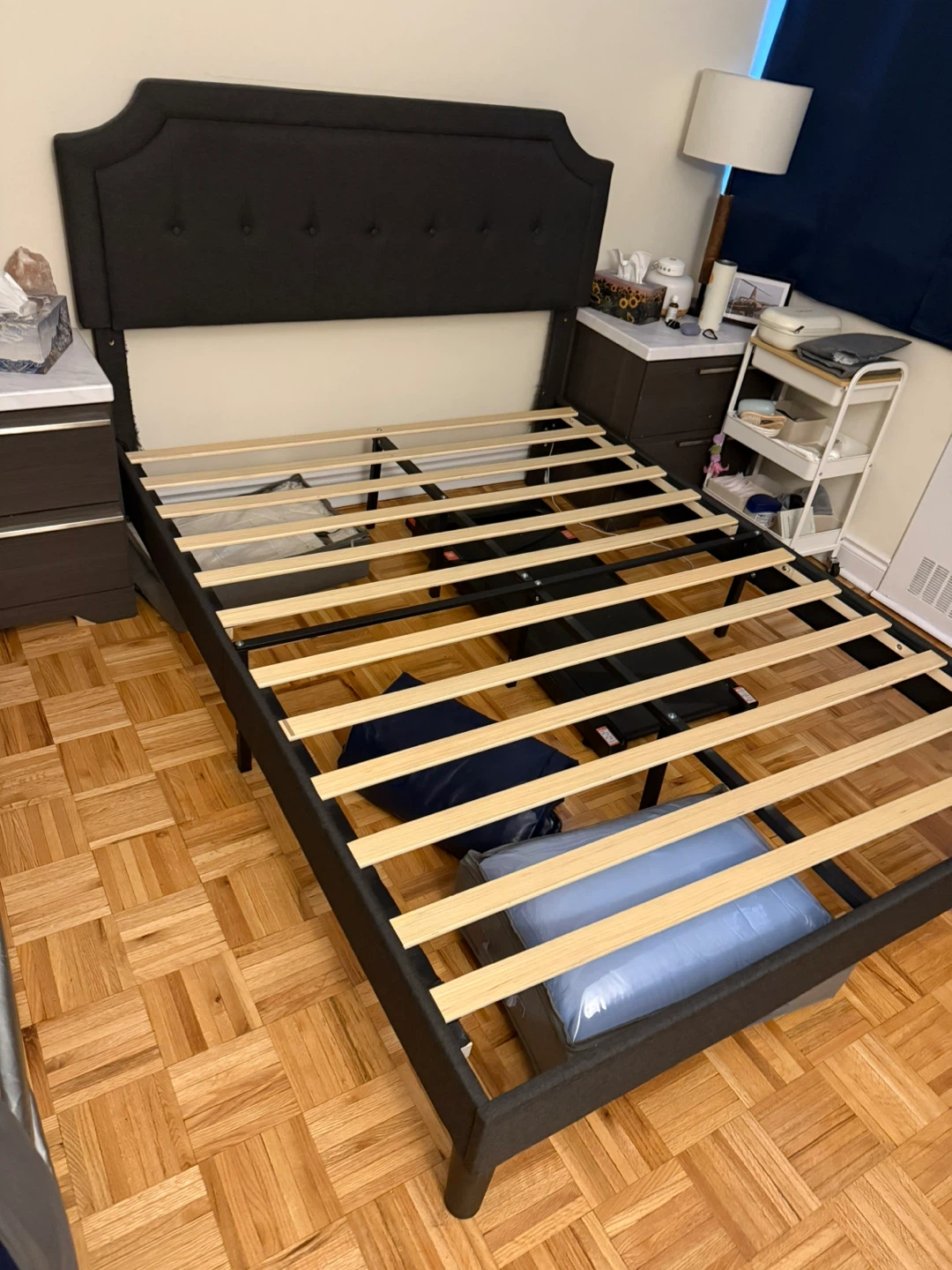 Dark Grey Queen Bed Frame with Headboard - photo 2