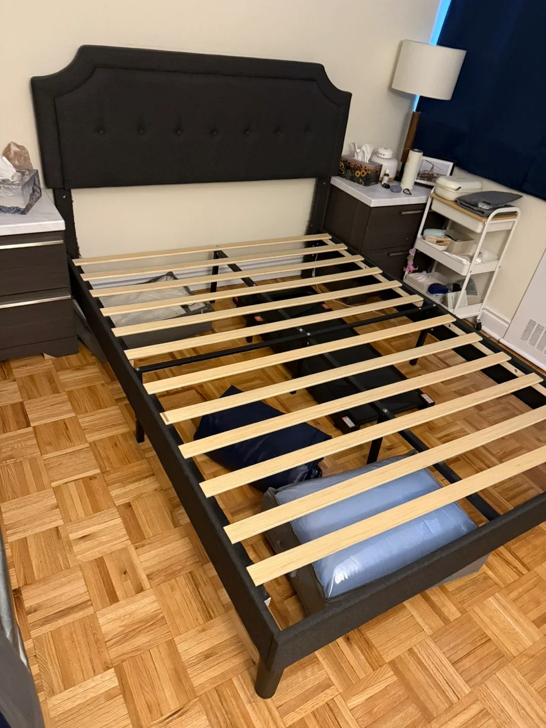 Dark Grey Queen Bed Frame with Headboard - photo 2
