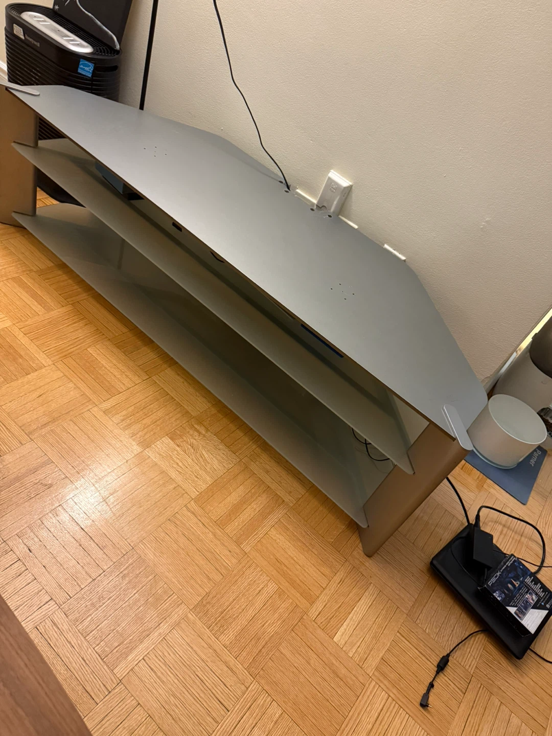 TV Stand with glass shelves