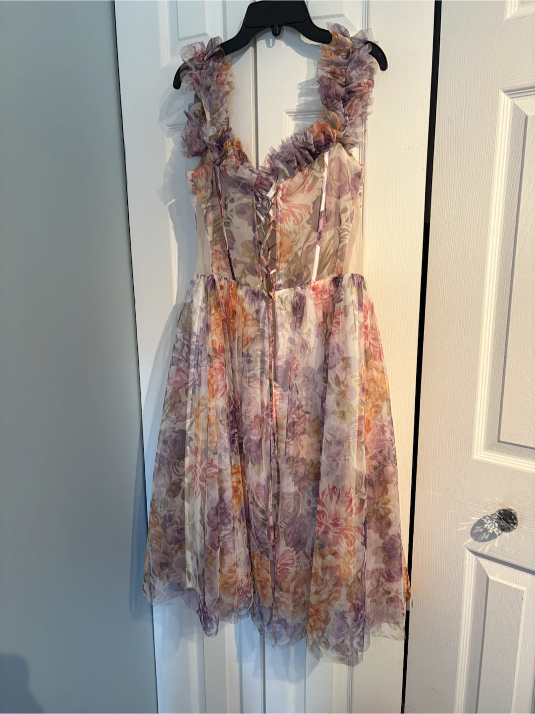 Floral Corset Mini Dress with Ruffle Trim