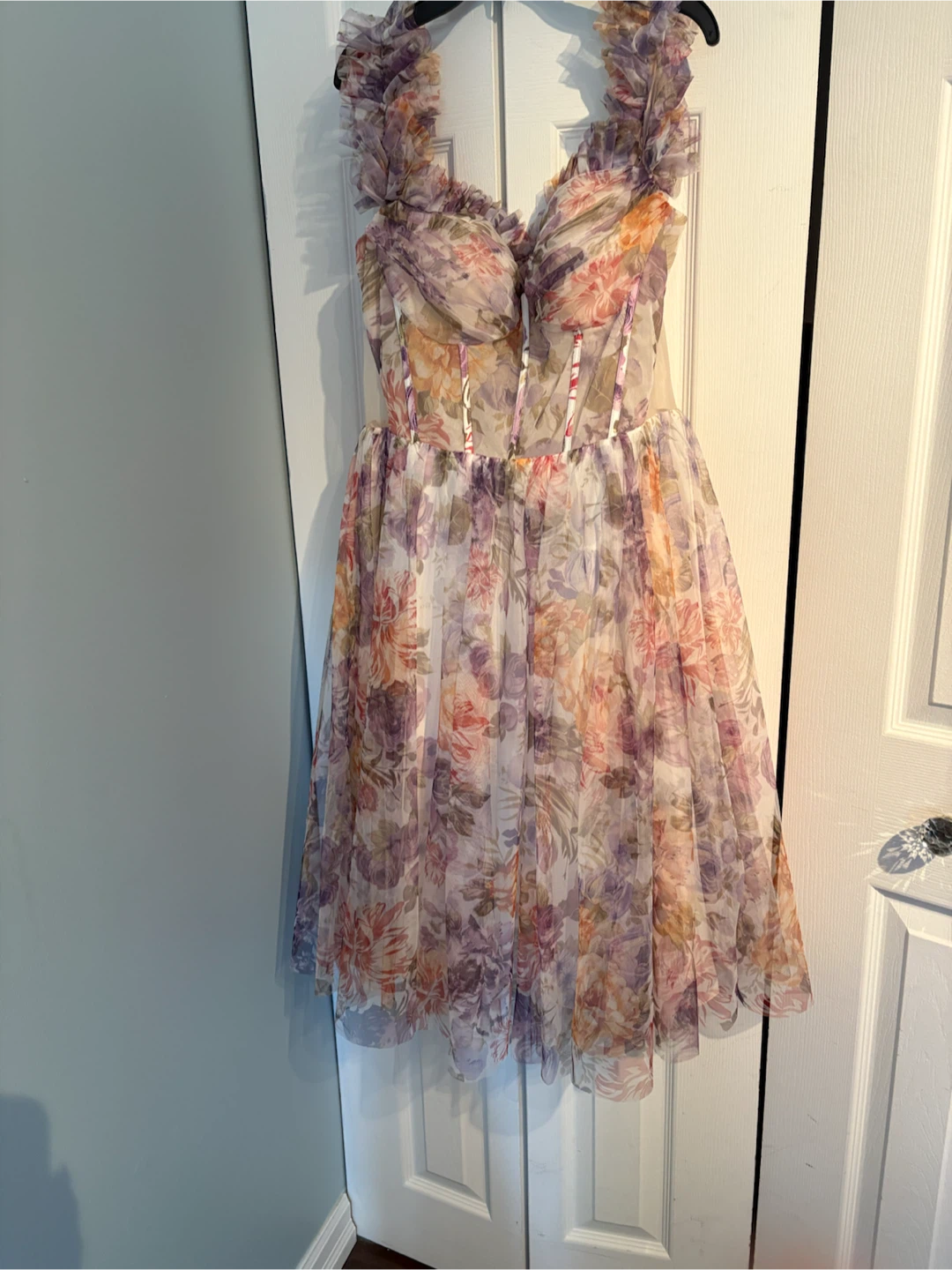 Floral Corset Mini Dress with Ruffle Trim - photo 2