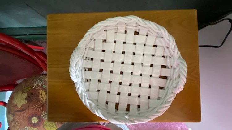 White Woven Round Serving Dish with Handles - photo 2