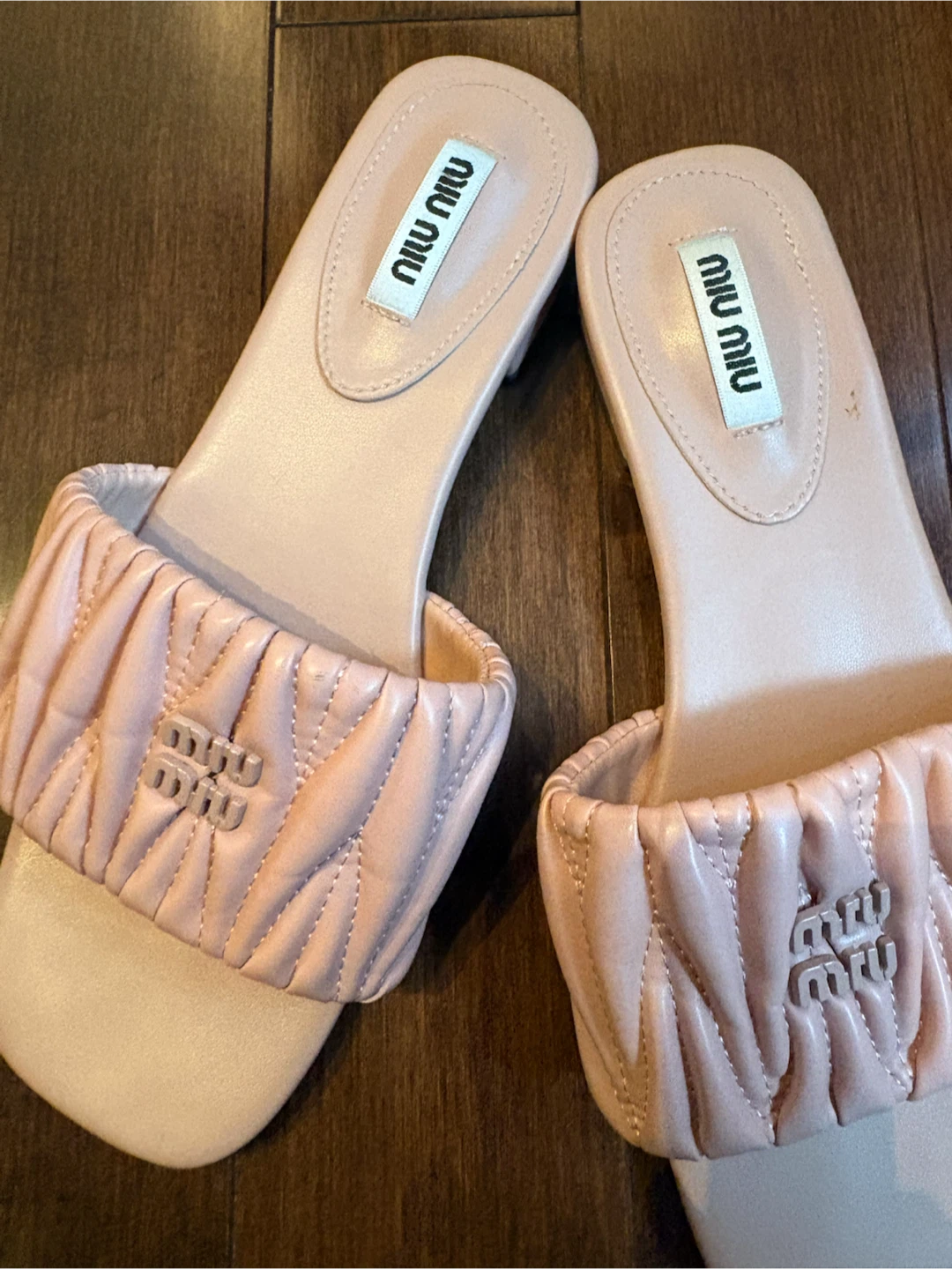 Miu Miu Pink Ruched Slides - photo 2