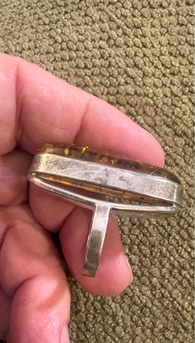 Amber Ring with Inclusions silver setting - photo 3