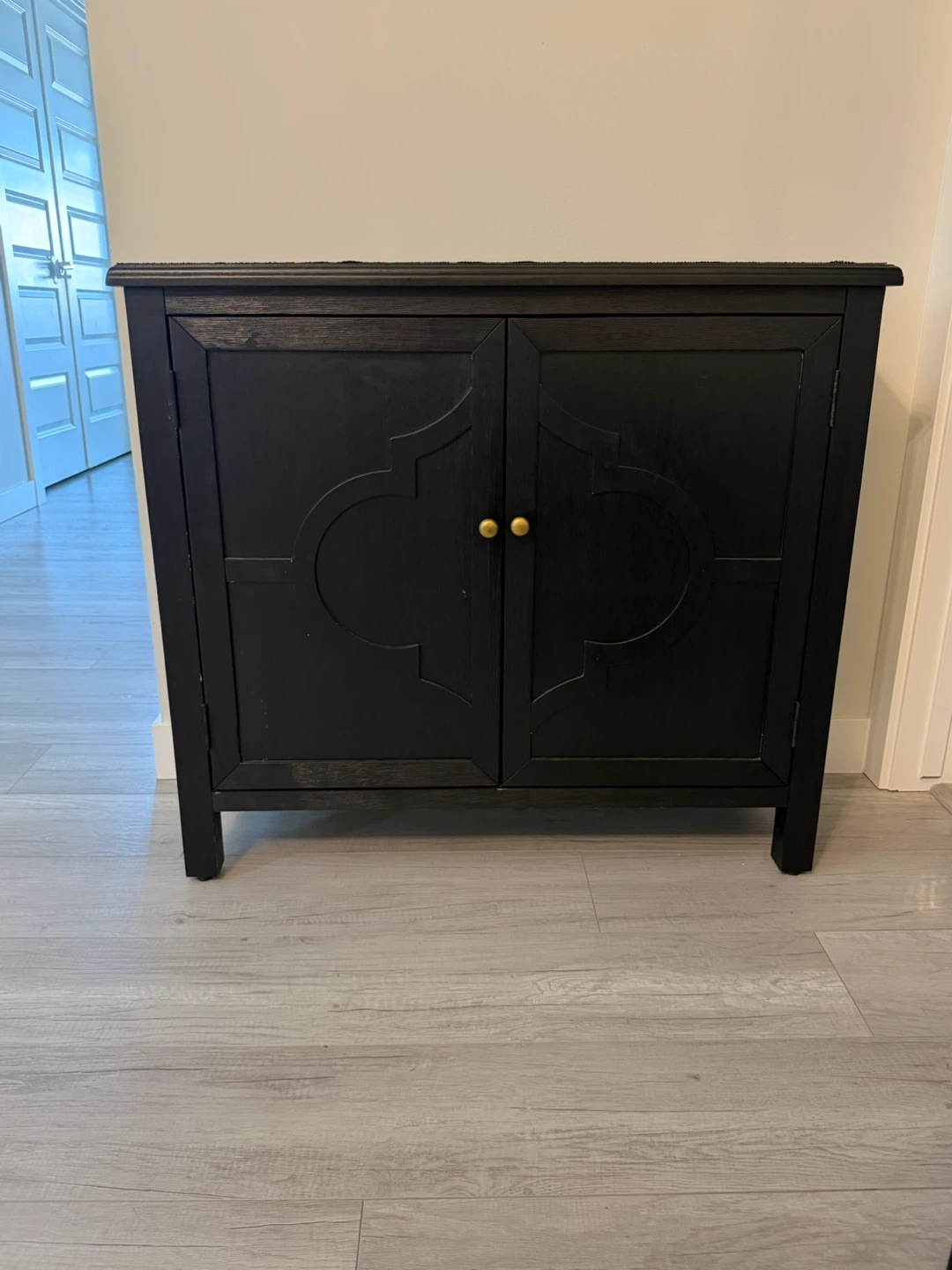 Black Wooden Accent Cabinet with Double Doors