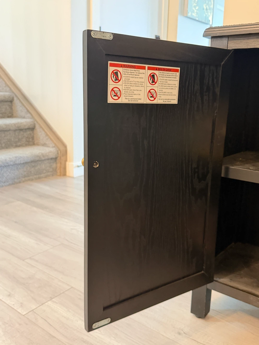 Black Wooden Accent Cabinet with Double Doors - photo 3