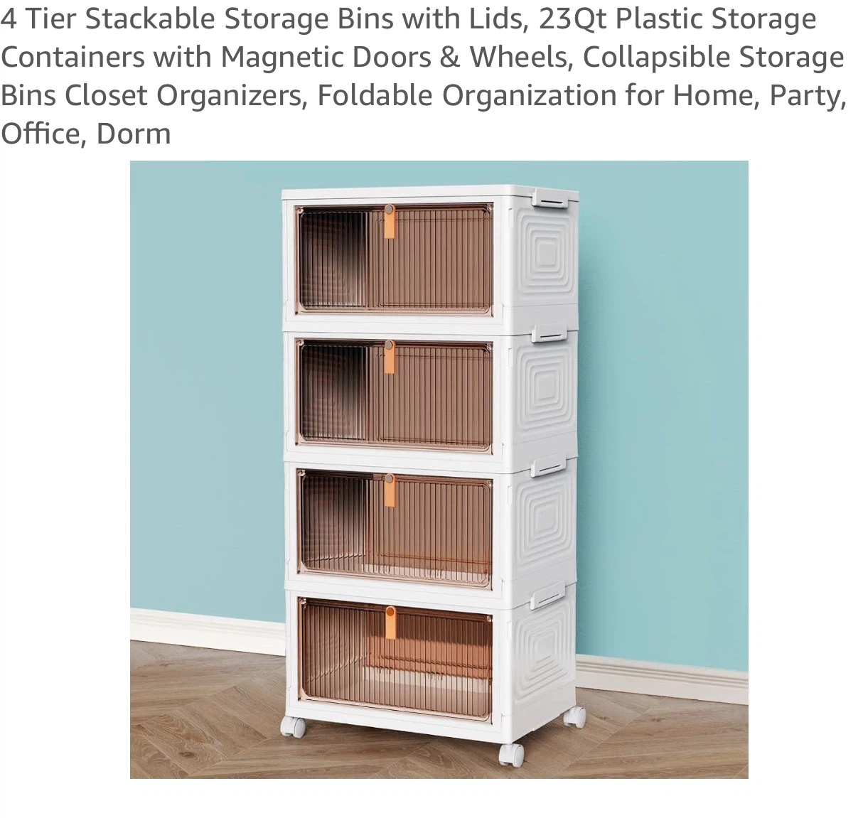 CTSNSLH 4-Tier Stackable Storage Bins with Lids 4TS