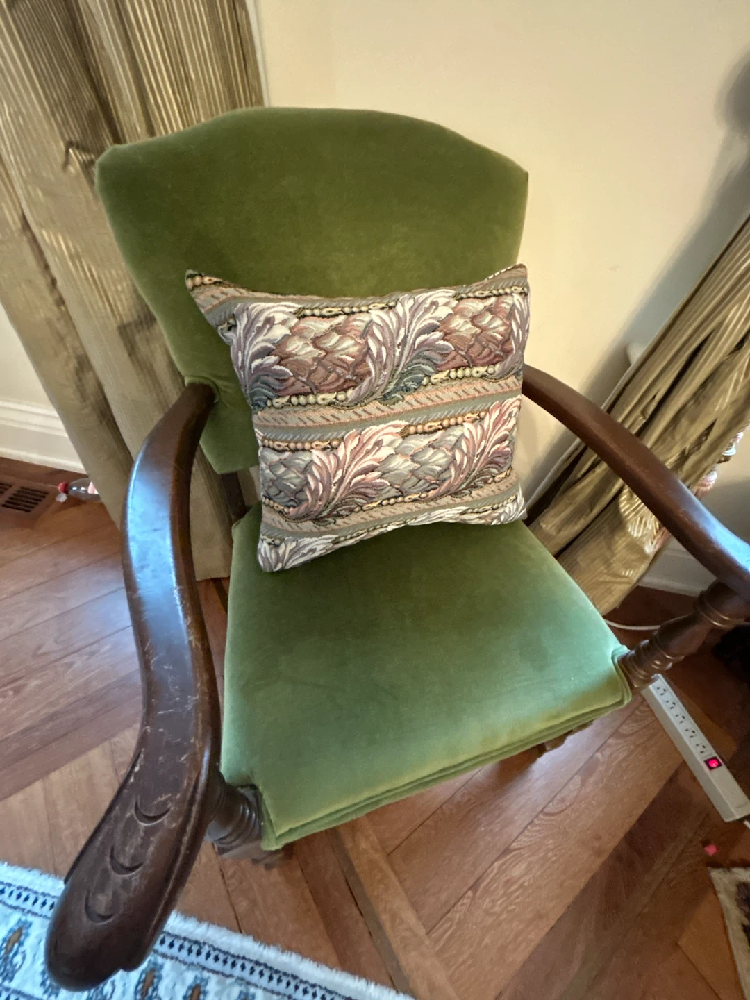 Pair of Vintage Accent Chair - Green Upholstery - photo 3