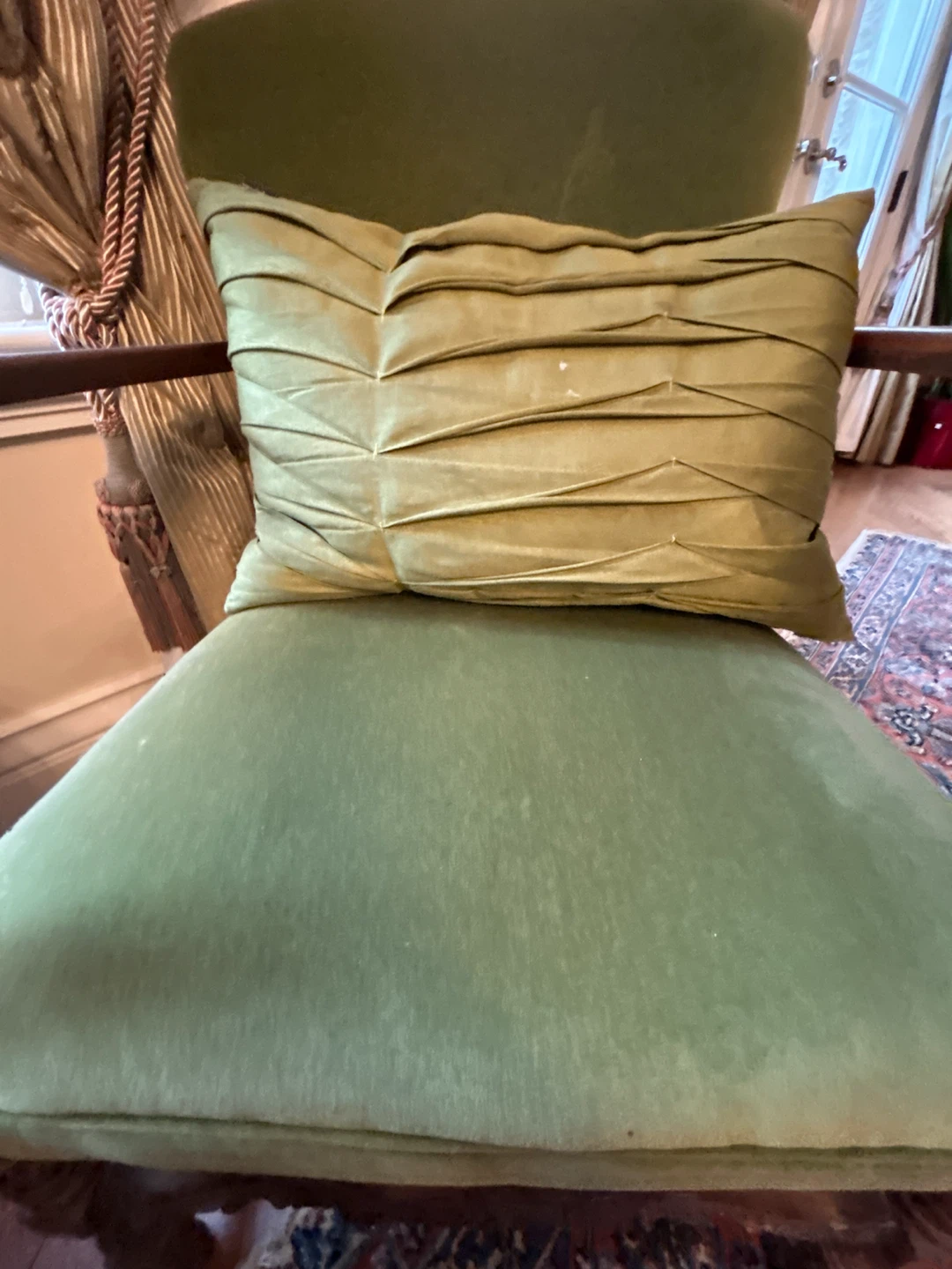 Pair of Vintage Accent Chair - Green Upholstery - photo 4