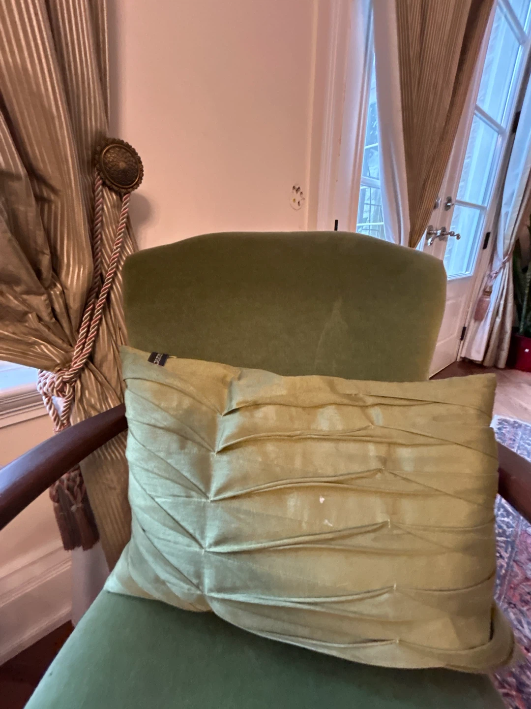 Pair of Vintage Accent Chair - Green Upholstery - photo 5