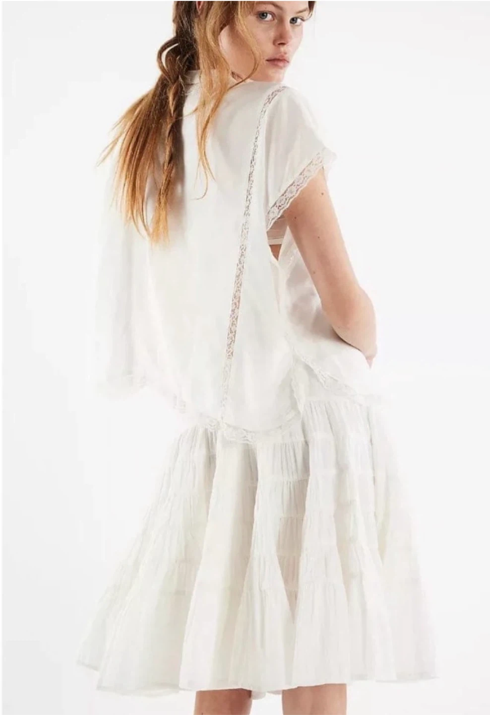 Free People White Tiered Midi Skirt - photo 2