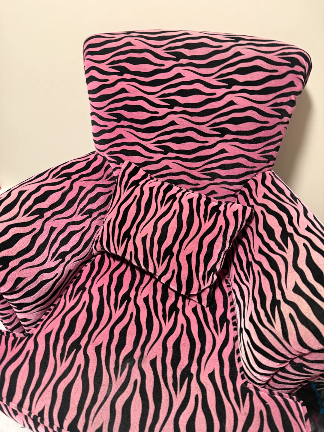 Vintage Pink Zebra Print Accent Chair with Pillow - photo 2