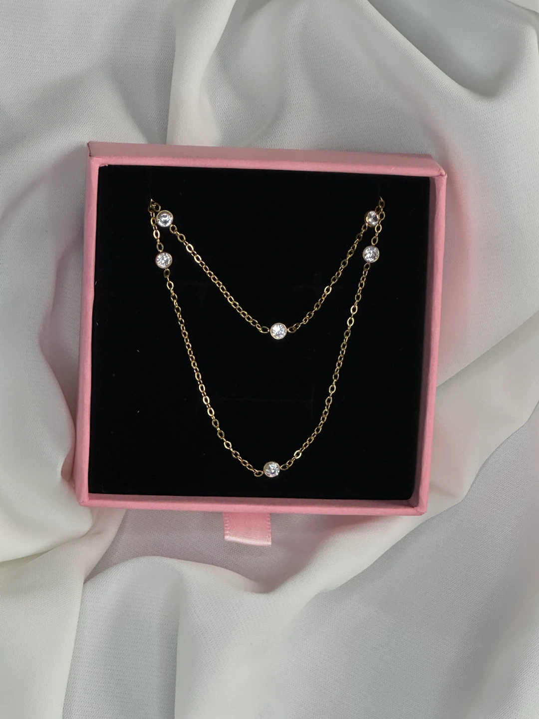 Gold-tone necklace with rhinestones