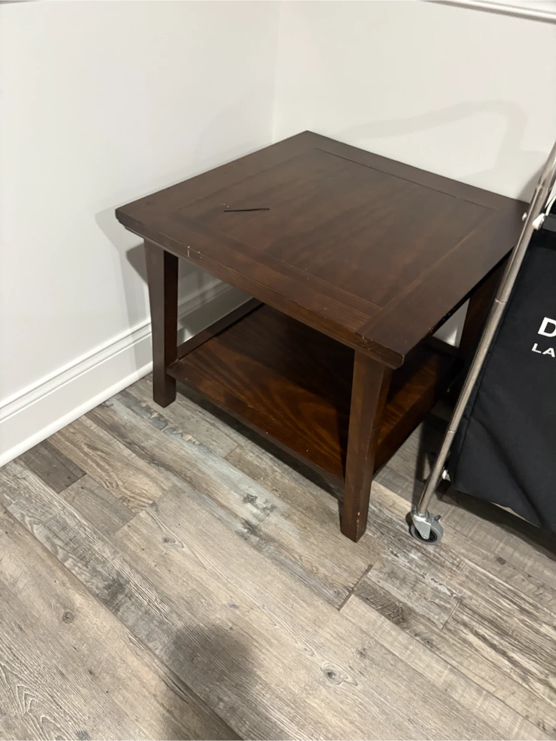 Dark Wood End Table with Shelf