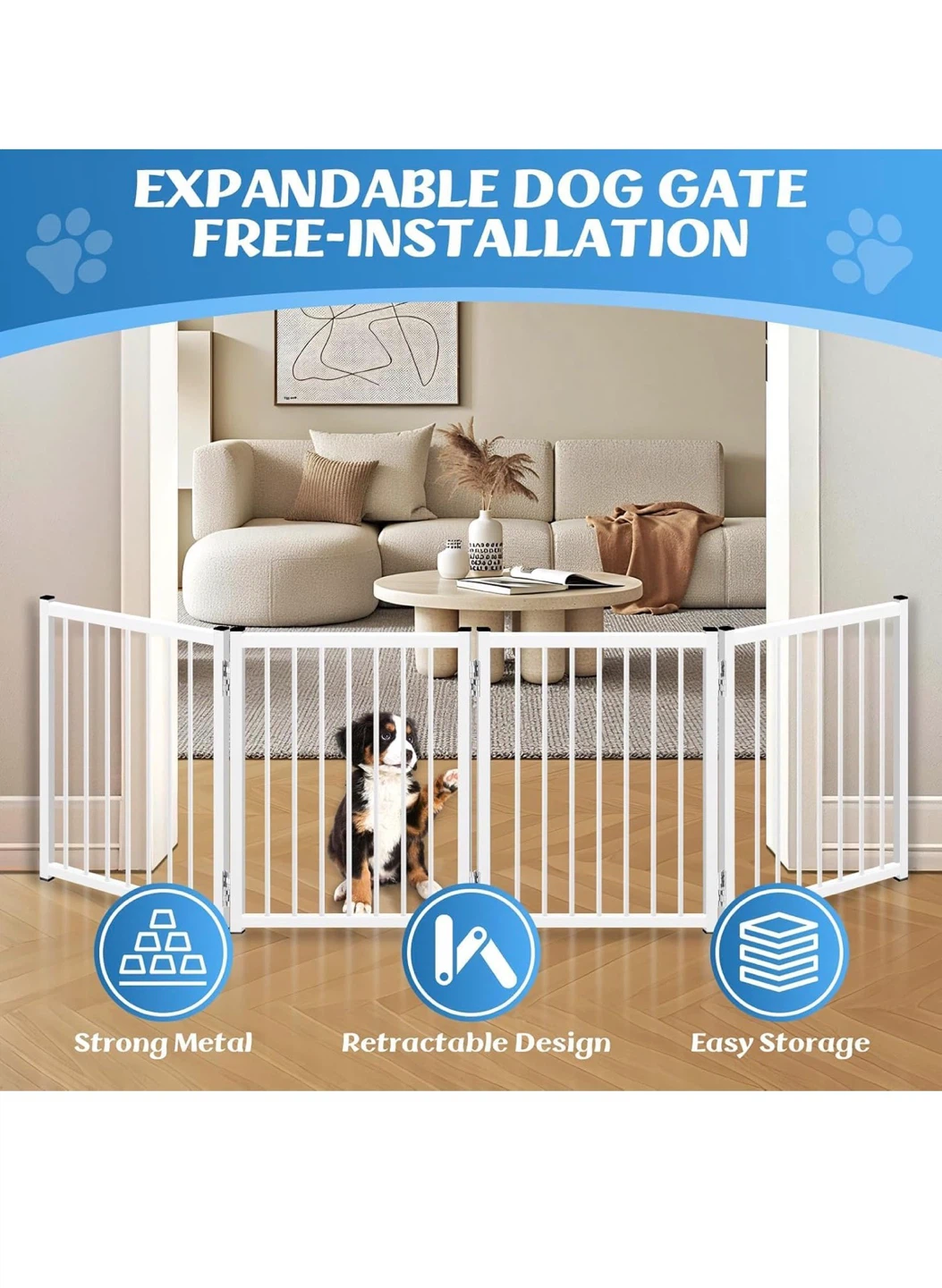 Freestanding Short Dog Gate - 16.6" Metal Foldable Pet Gate D45 - photo 3