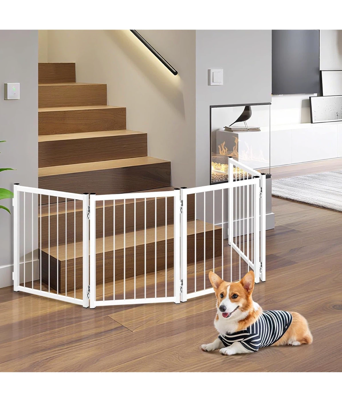 Freestanding Short Dog Gate - 16.6" Metal Foldable Pet Gate D45 - photo 4