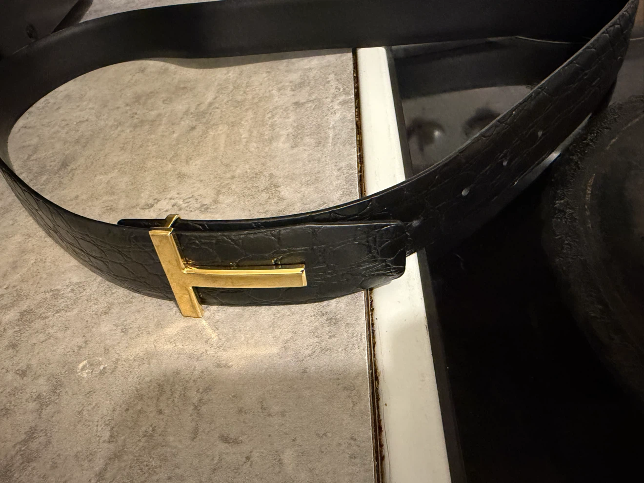 Tom Ford Black Croc Embossed Leather Belt - photo 3