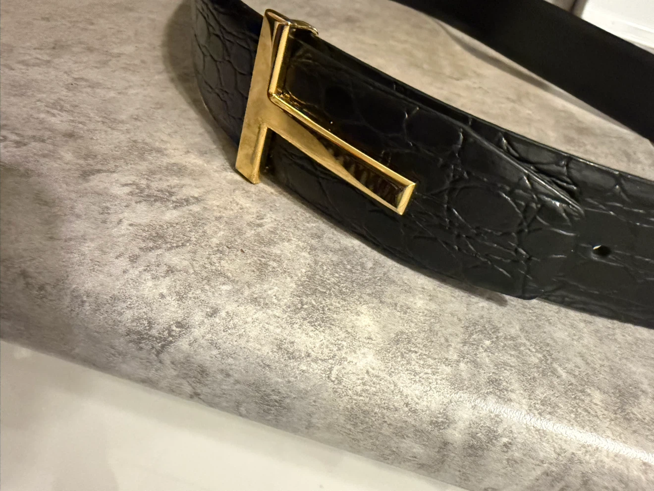 Tom Ford Black Croc Embossed Leather Belt - photo 4