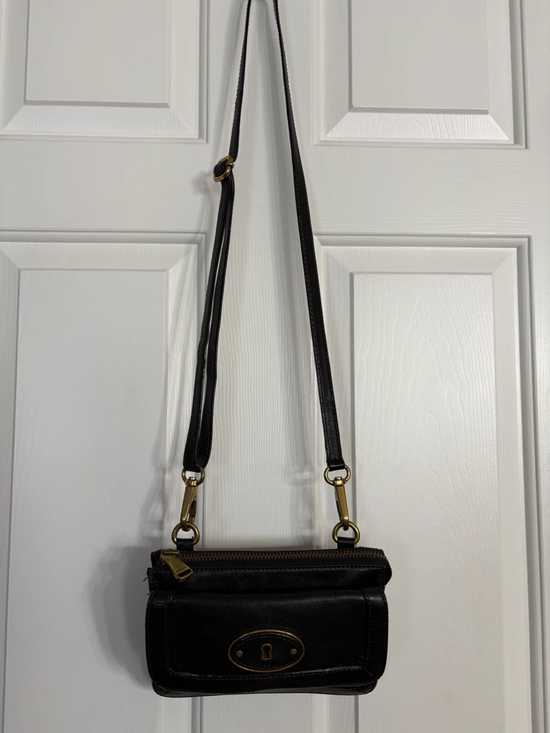 Fossil Key-Per Vintage Black Leather Crossbody Bag - photo 2