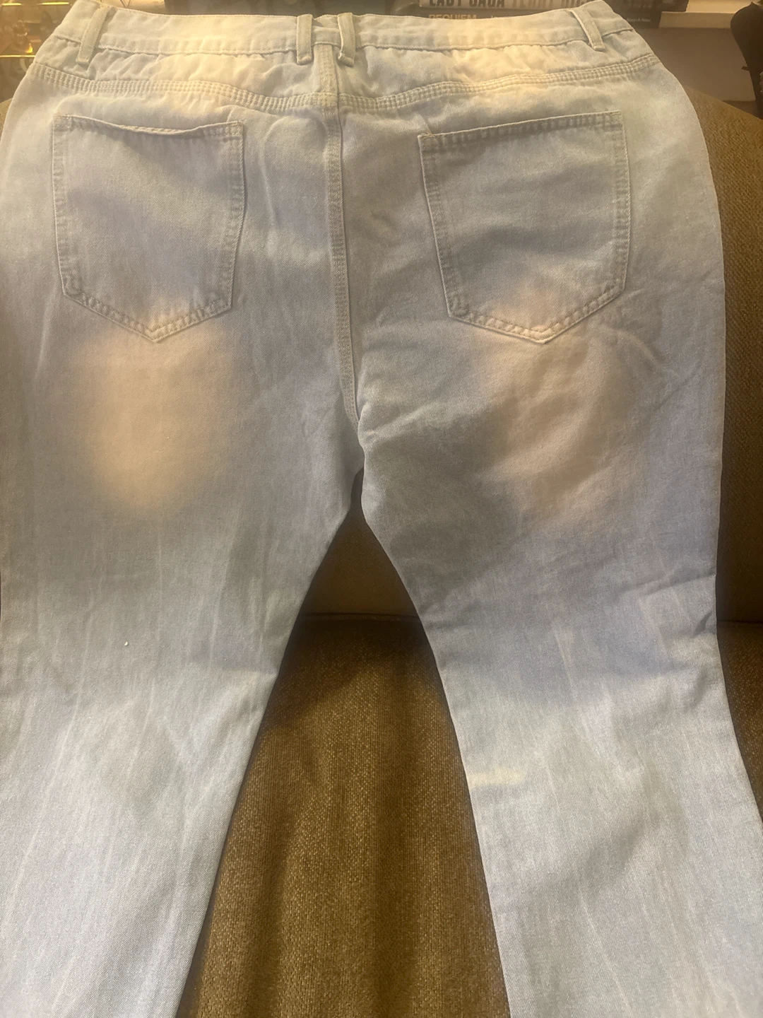 Light Wash Distressed Jeans with Patches - photo 2