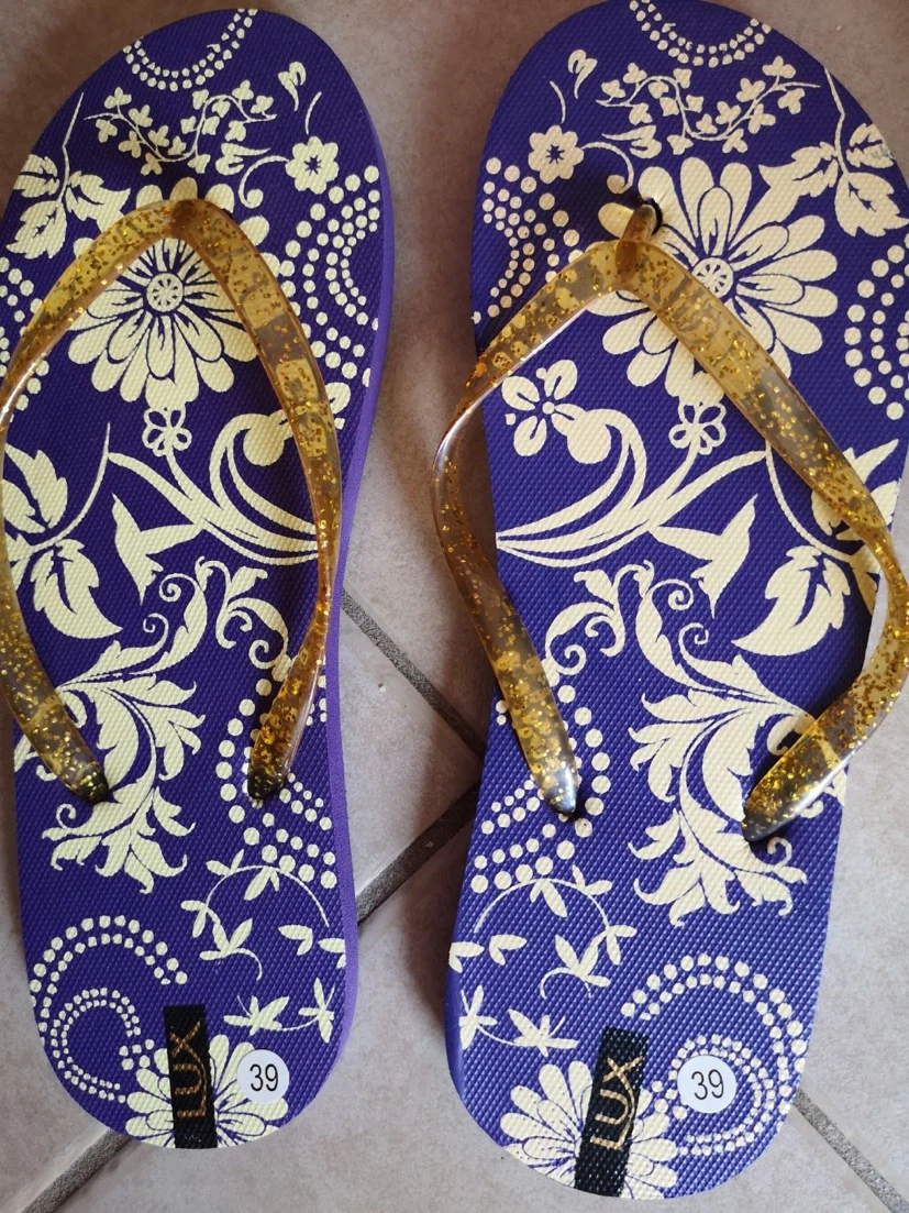Lux Flip Flops - Purple Floral Size 39