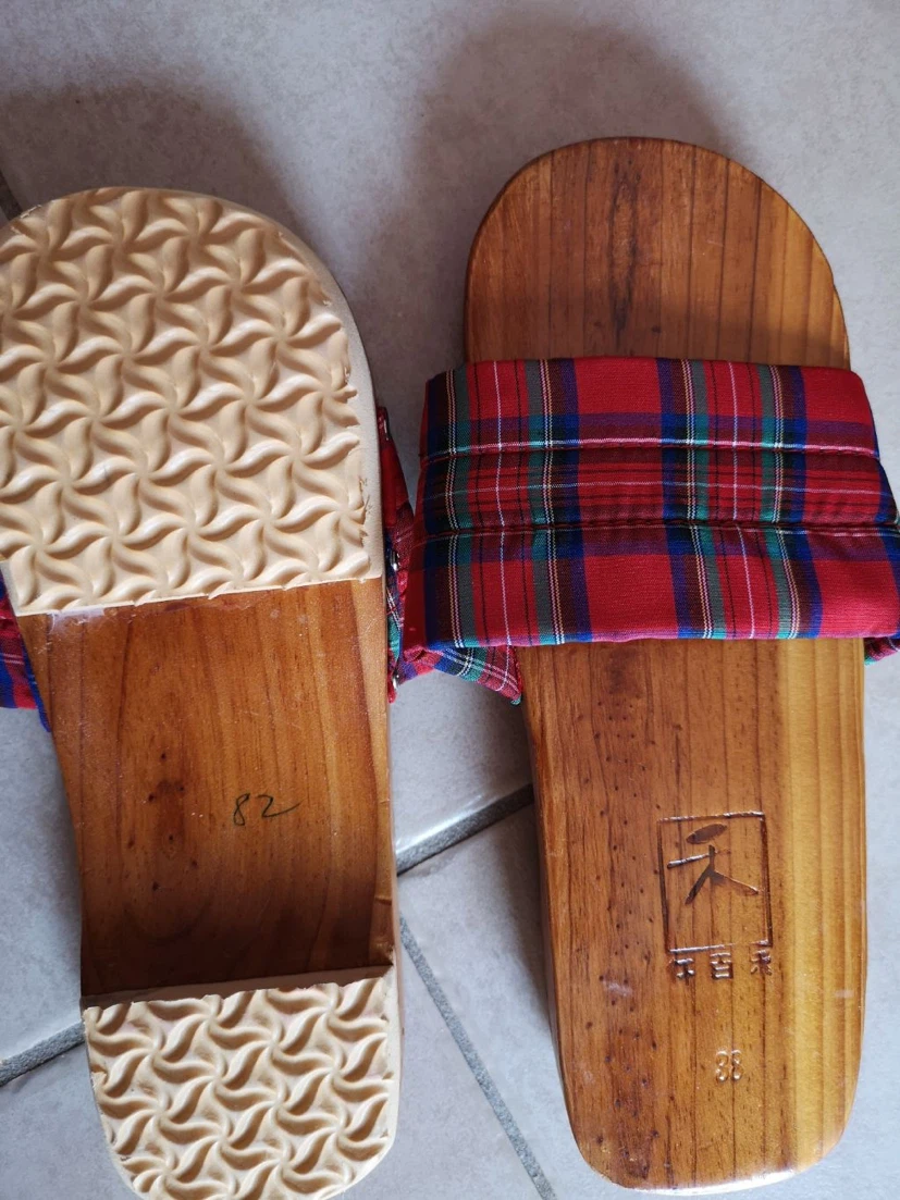 Wooden Clogs with Plaid Straps Size 38 - photo 3