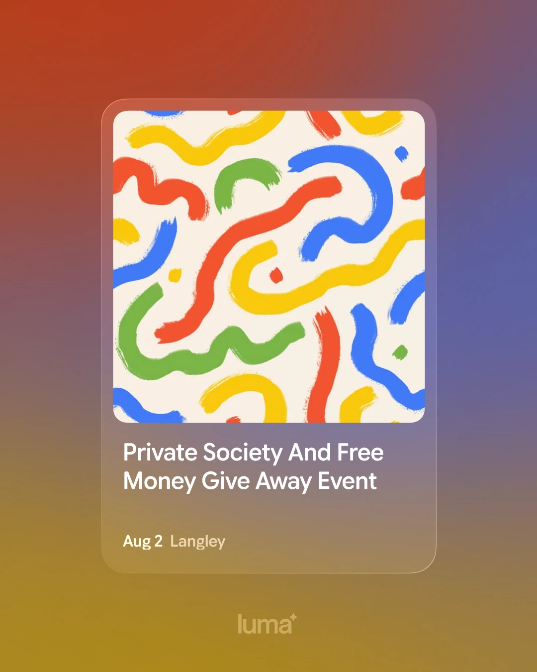 Private society event and free money give away :