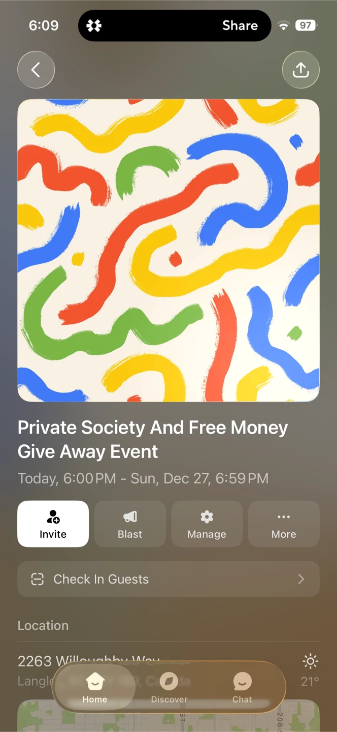 Private society event and free money give away : - photo 3