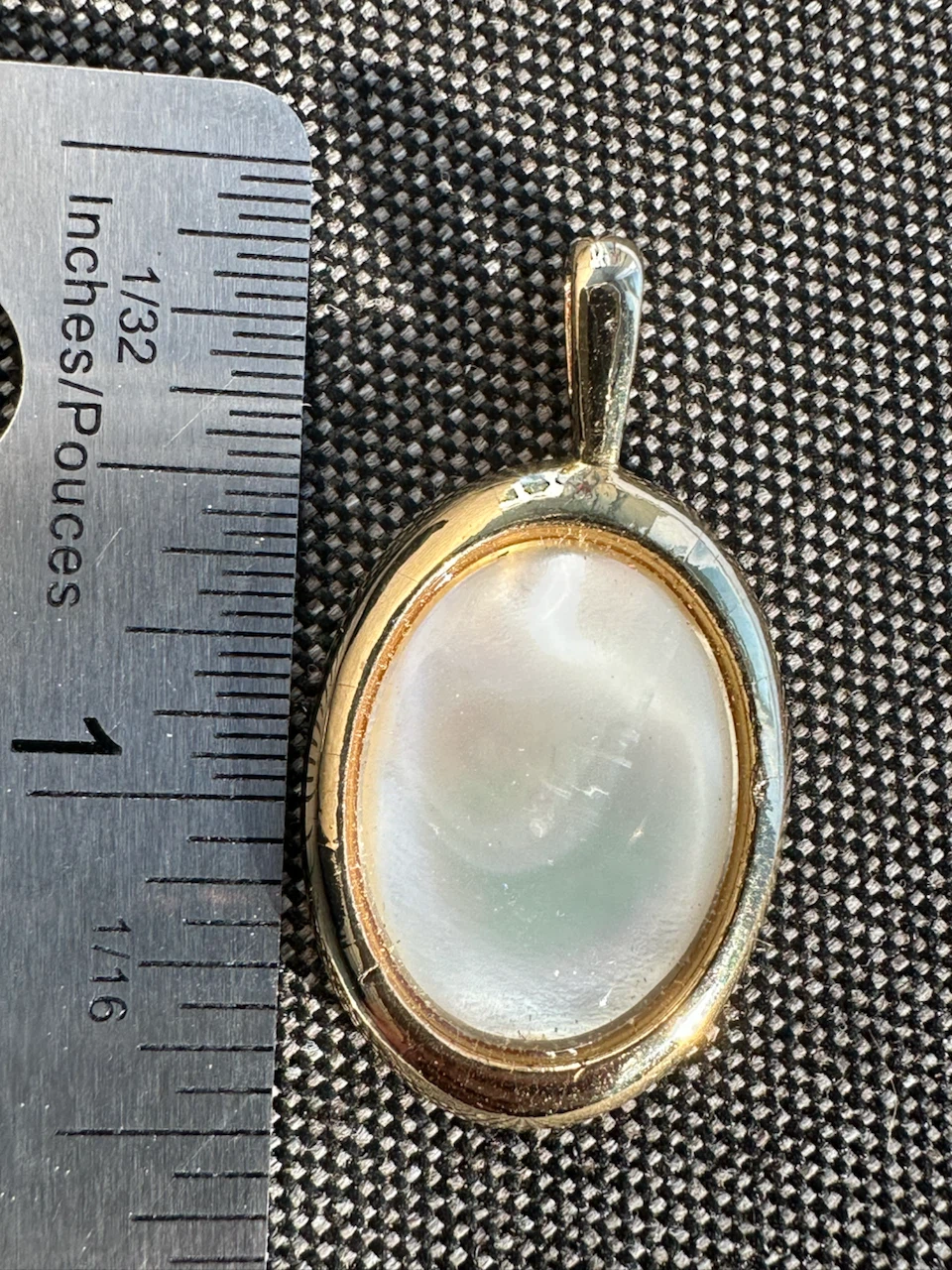 Gold Tone Oval Pendant with Mother of Pearl Inlay - photo 3