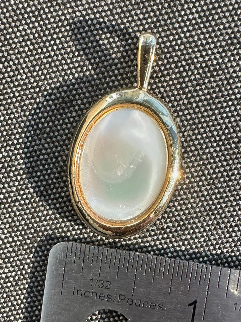 Gold Tone Oval Pendant with Mother of Pearl Inlay - photo 4