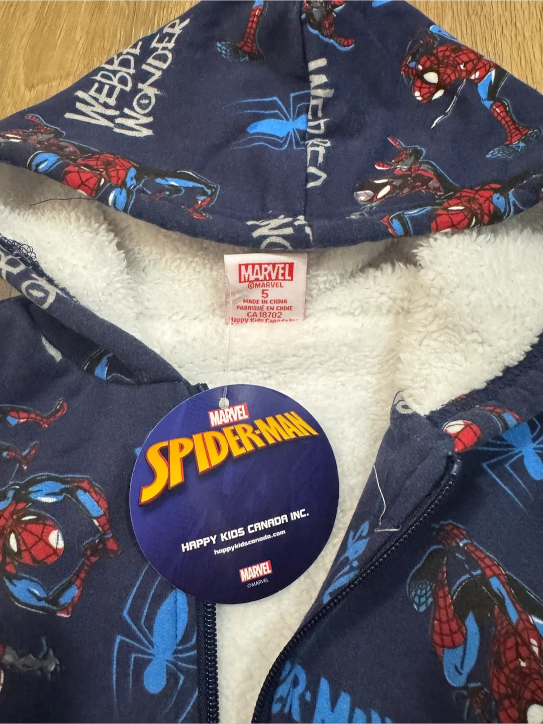 Spider-Man Fleece Hoodie for Toddlers Size 5T - photo 2