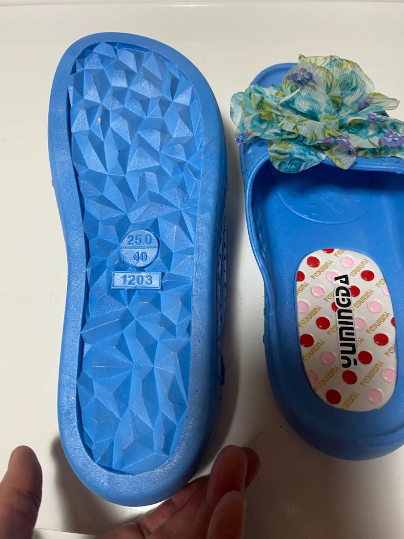 Blue Slides with Floral Detail - Size 40 - photo 2