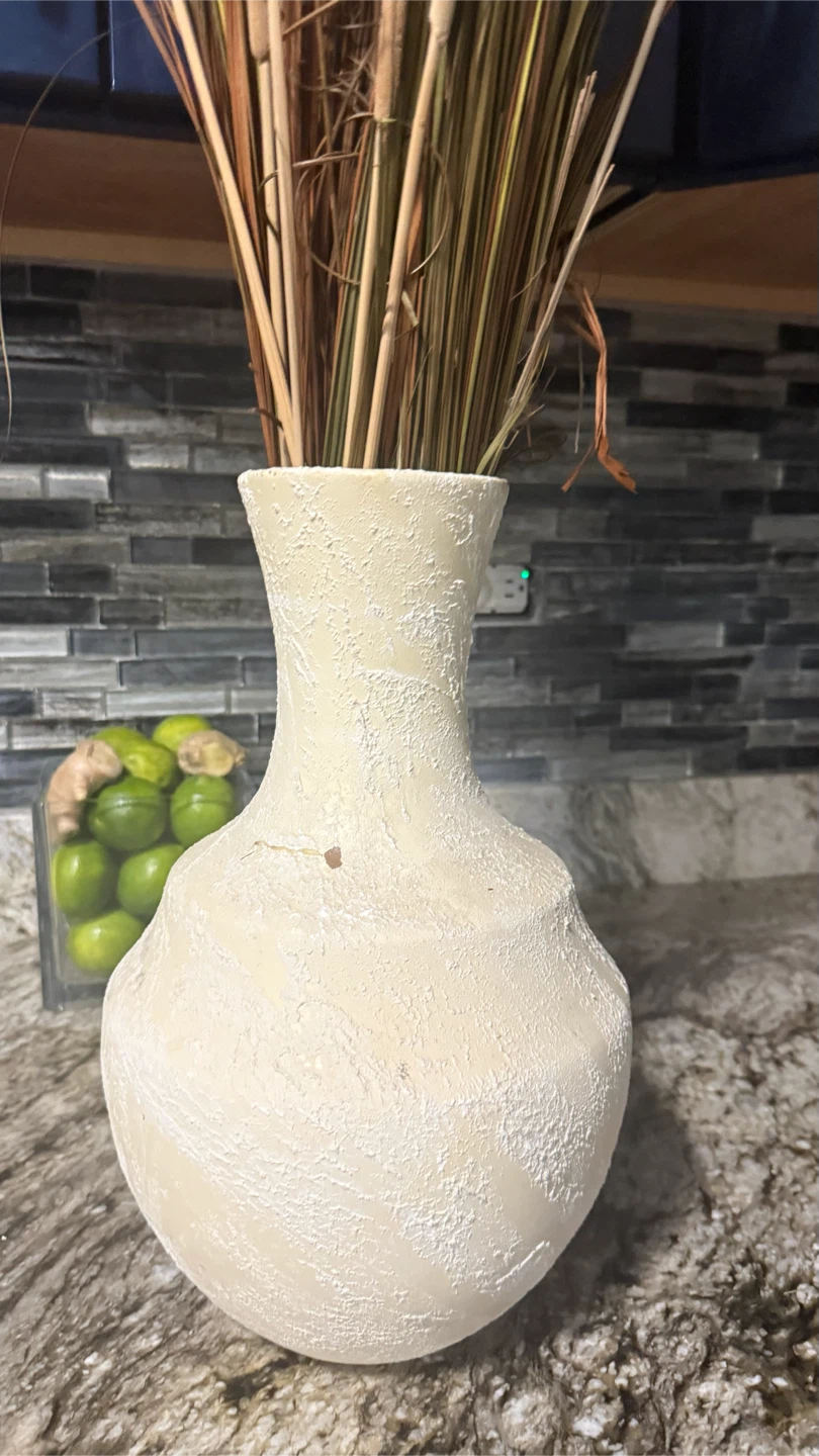 Dried Cattail and Grass Arrangement in Textured Vase - photo 2