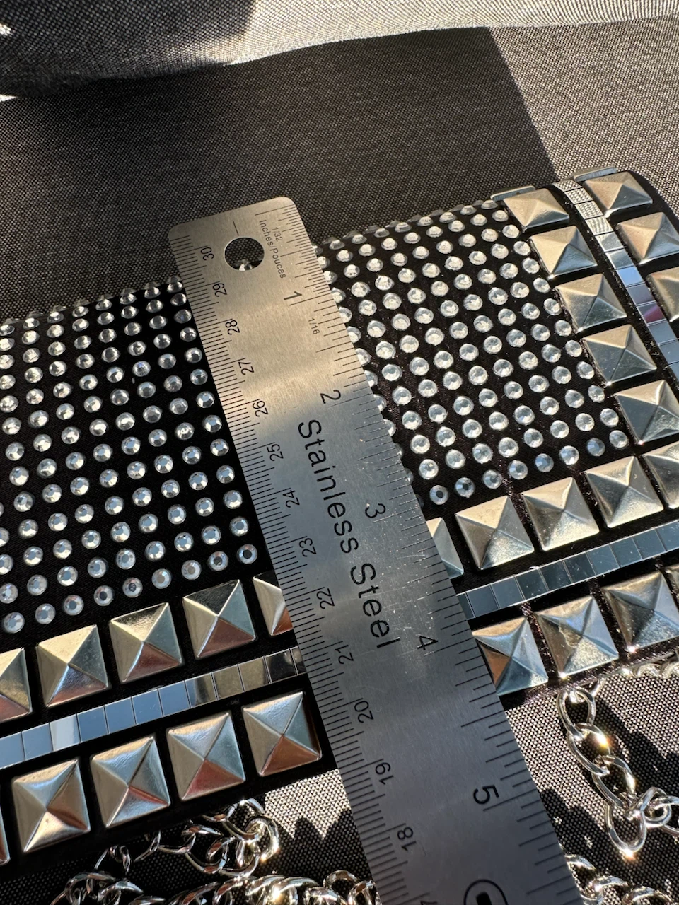 Black Studded Clutch Purse with Chain - photo 4