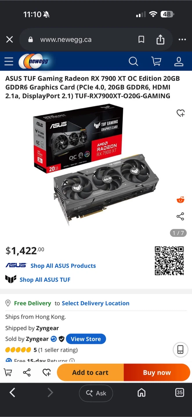 ASUS TUF Gaming Radeon RX 7900 XT OC Edition Graphics Card 20GB - photo 2