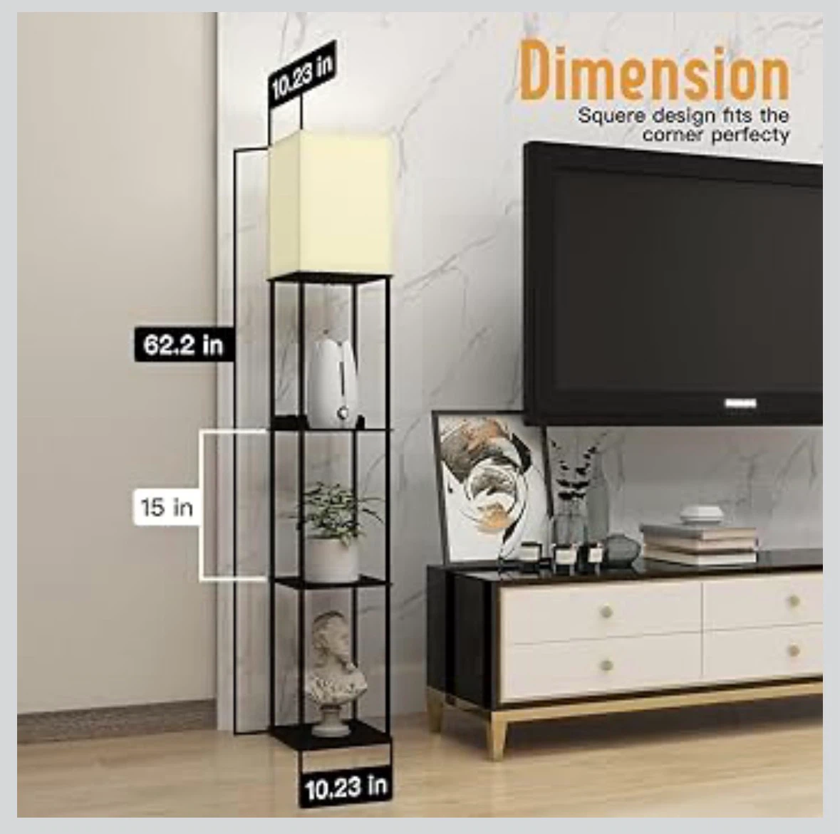 Standing Lamp with Shelves and USB Ports - photo 3