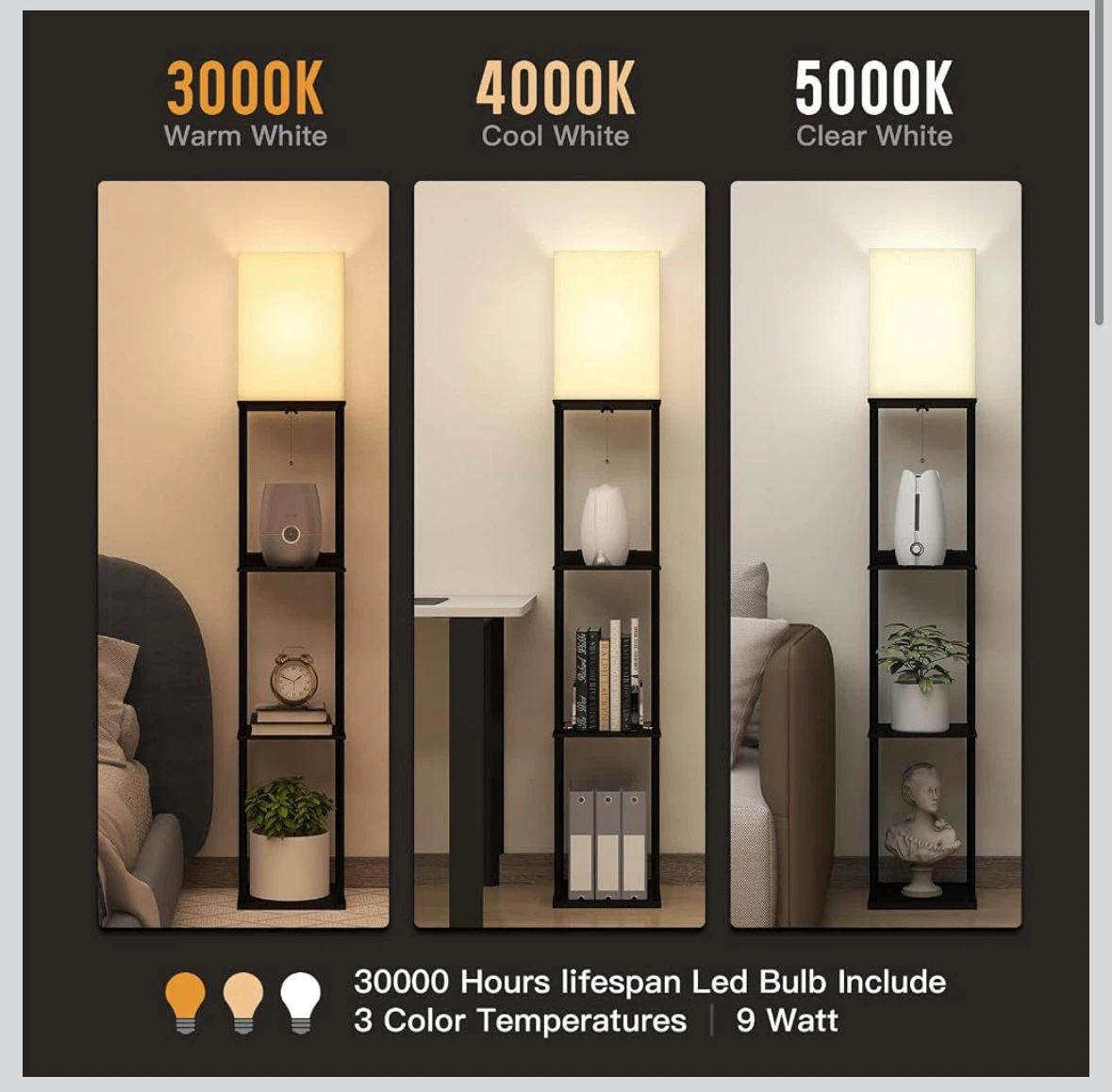 Standing Lamp with Shelves and USB Ports - photo 4