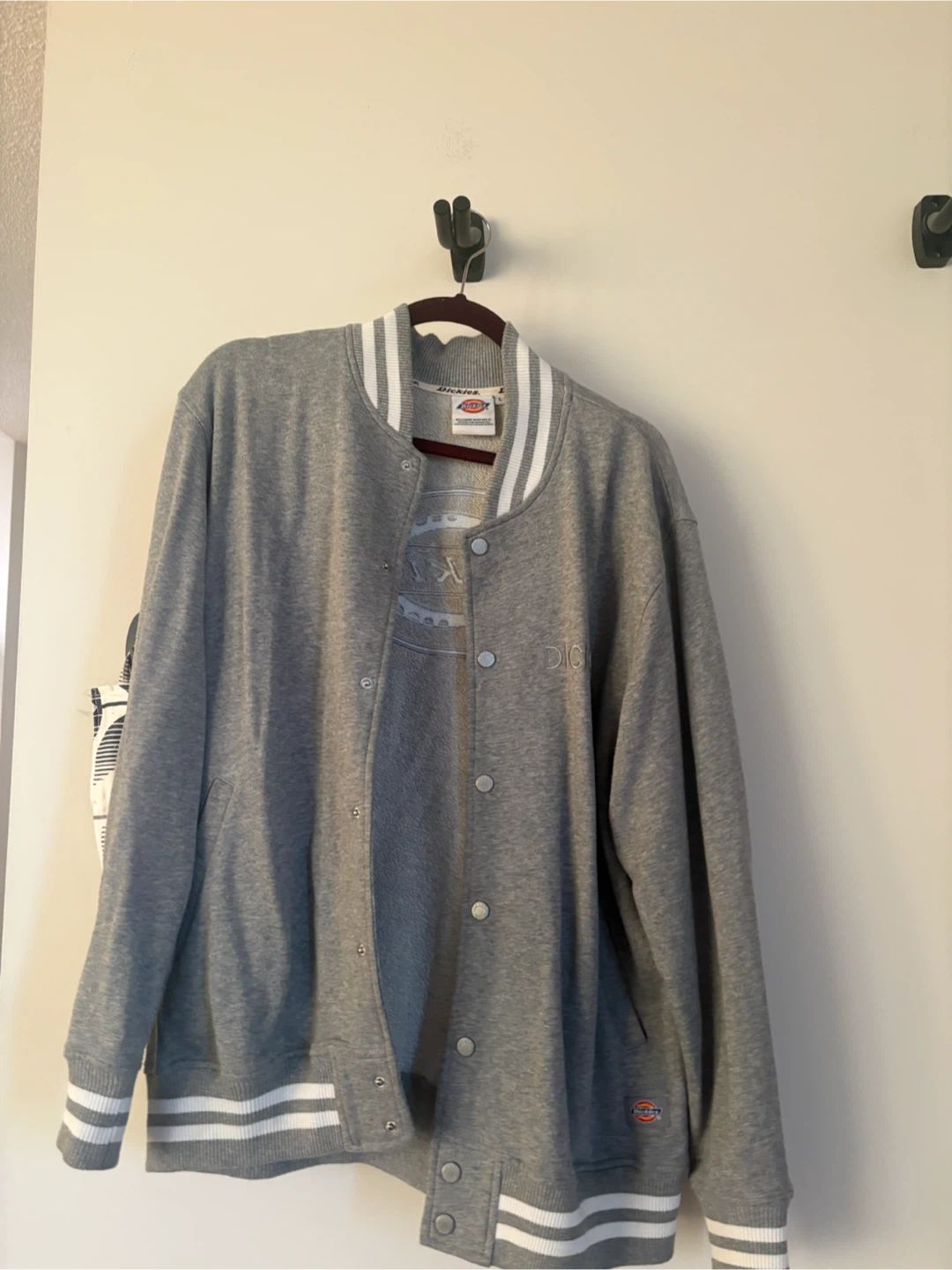 Dickies Grey Varsity Bomber Jacket - Size L