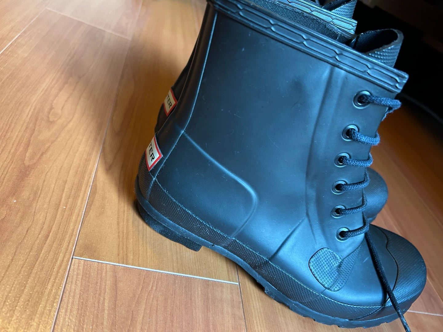 Hunter Black Lace-Up Rubber Boots - photo 3