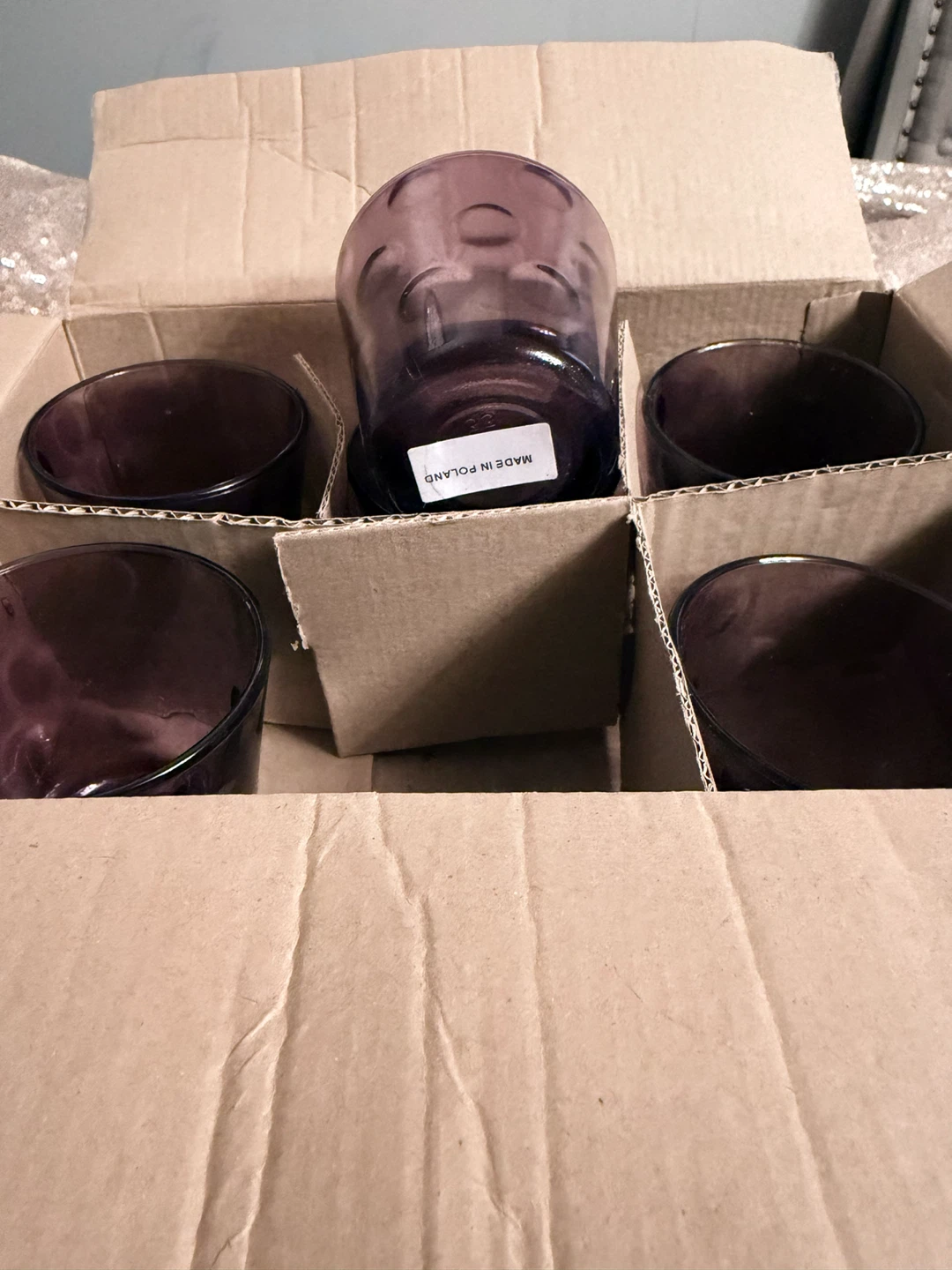 Set of 6 Purple Glass Tumblers