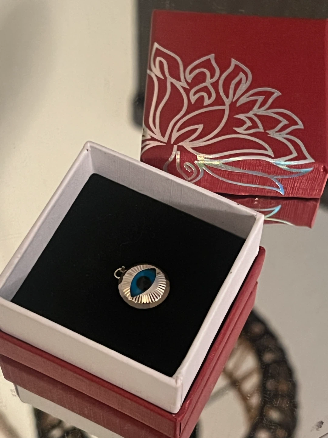 White Gold 10k Evil Eye Pendant